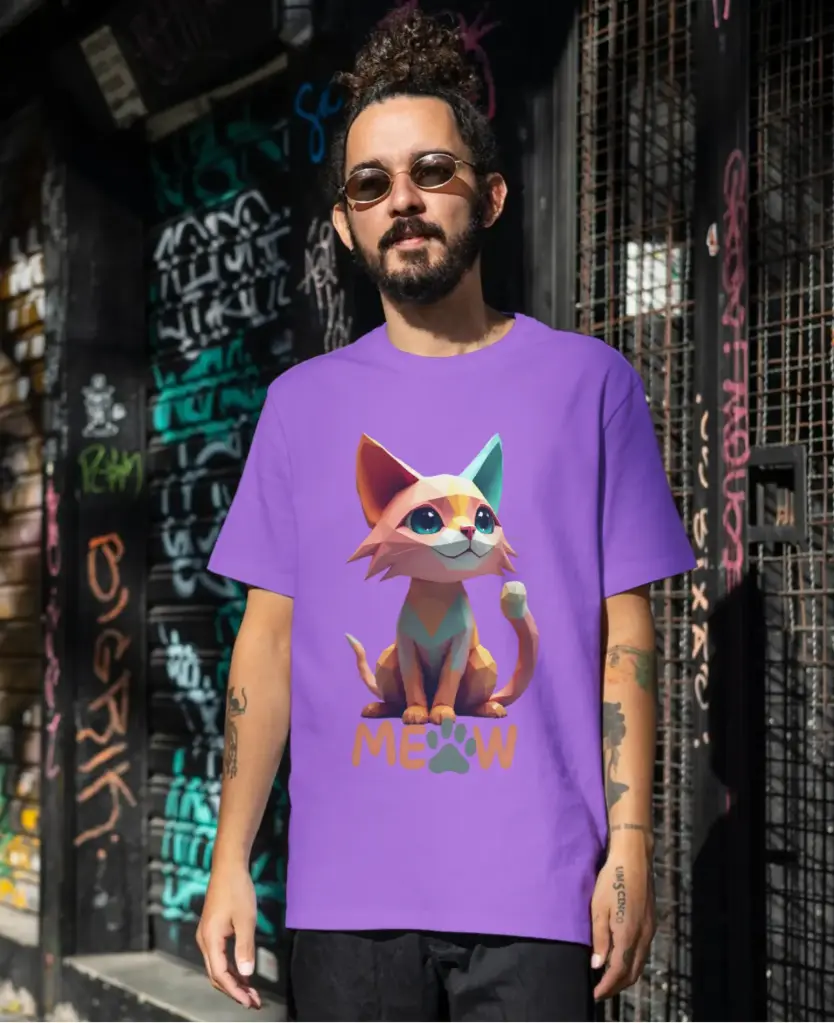 Meow pure cotton round neck tshirts 