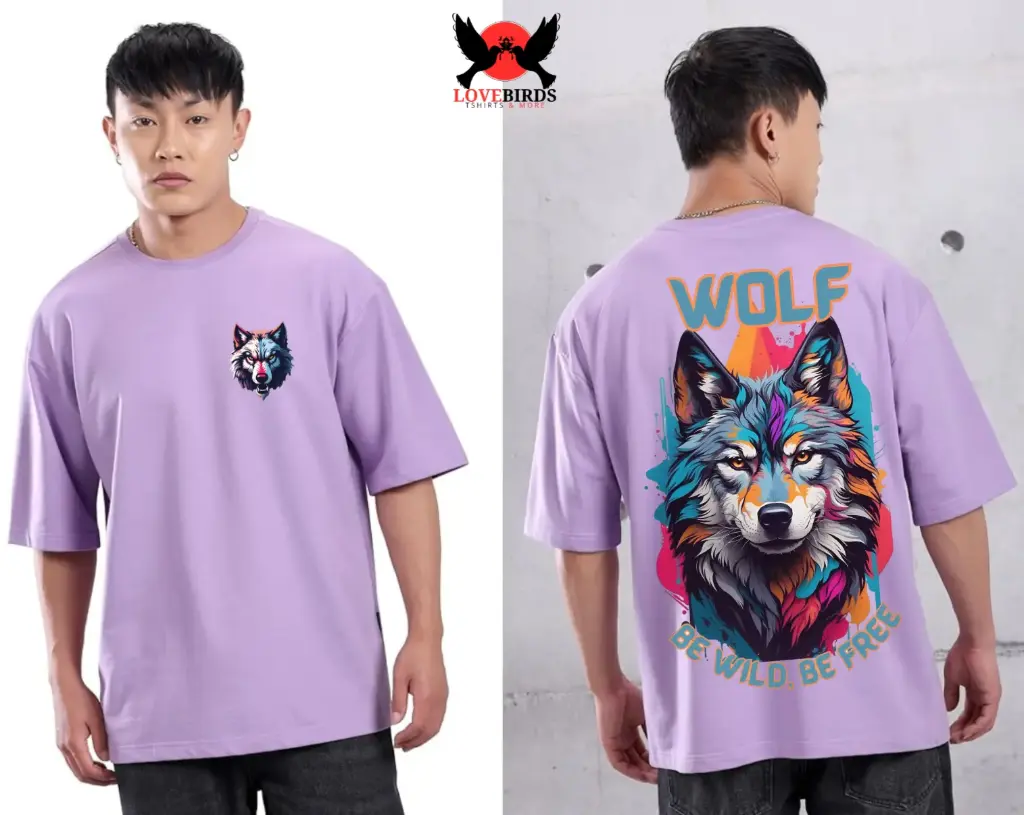 Wolf pure cotton Oversized T-shirts 
