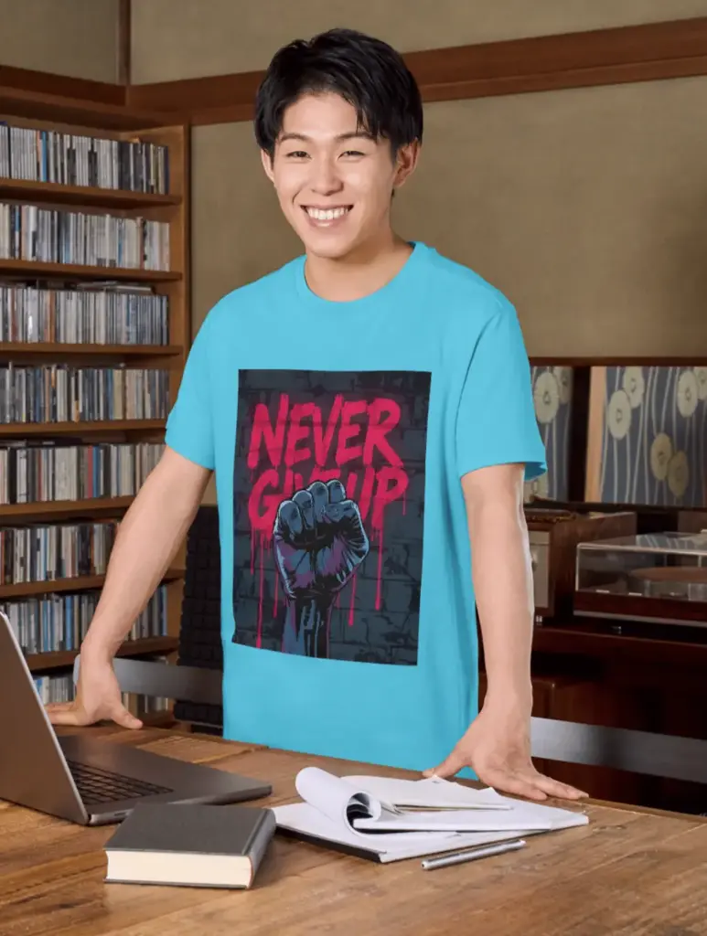 Never give up pure cotton round neck tshirts 