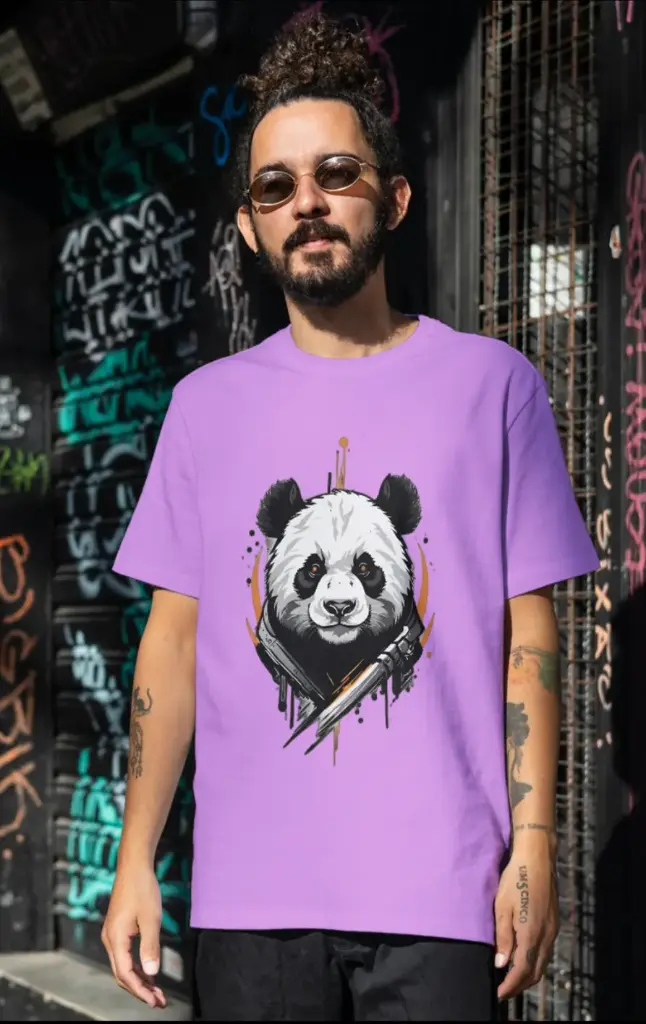 Cute panda pure cotton round neck tshirts 
