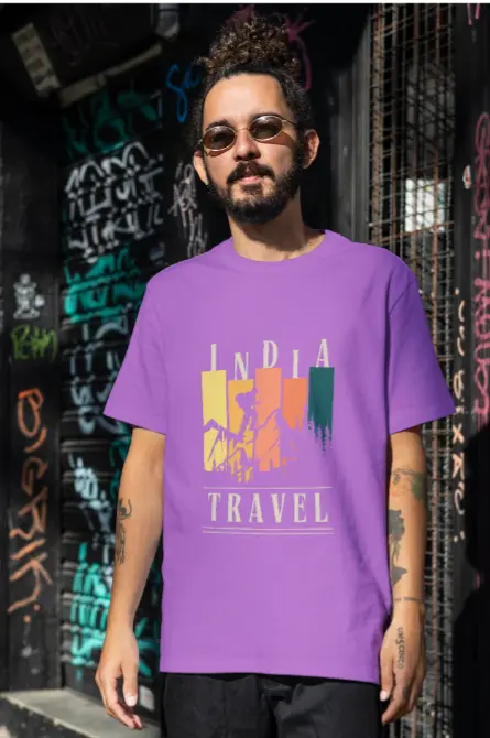 India Travel pure cotton round neck tshirts 