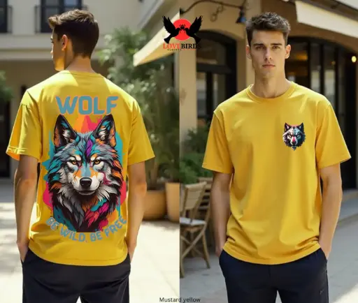 Wolf pure cotton Oversized T-shirts 