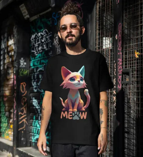 Meow pure cotton round neck tshirts 