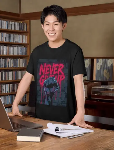 Never give up pure cotton round neck tshirts 