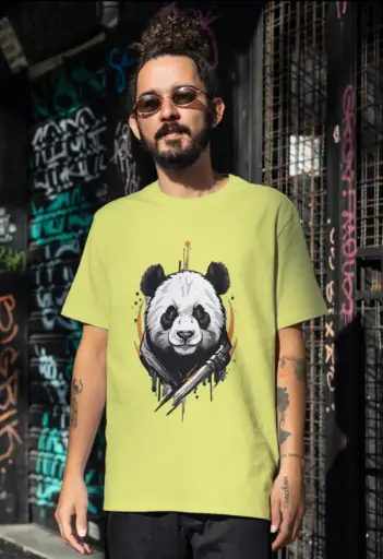Cute panda pure cotton round neck tshirts 
