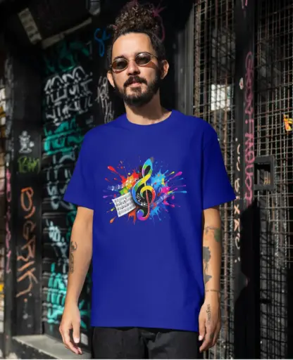Music tune pure cotton round neck tshirts 
