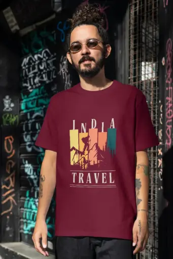 India Travel pure cotton round neck tshirts 